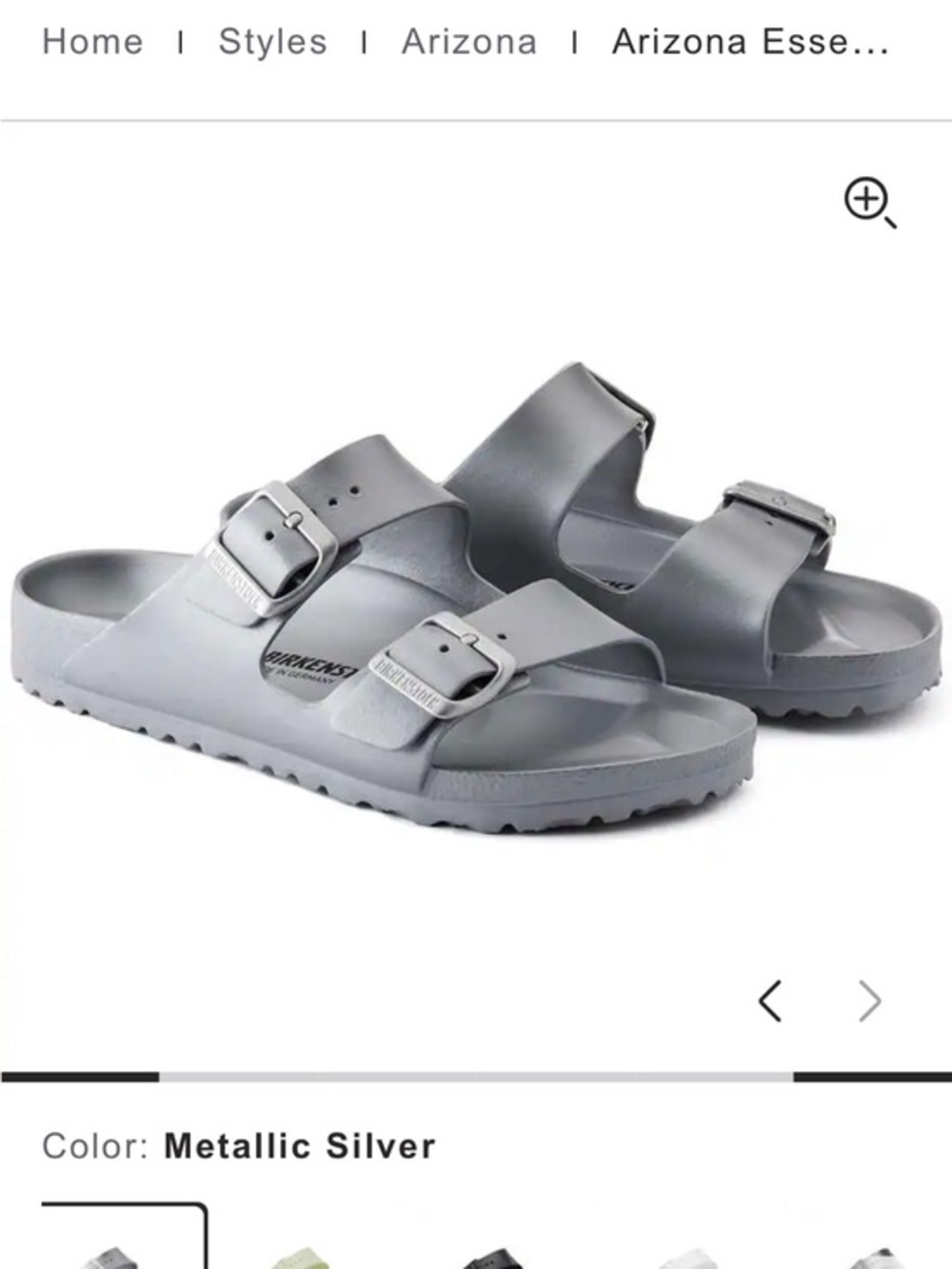 Birkenstock Arizona Sandals Silver Metallic